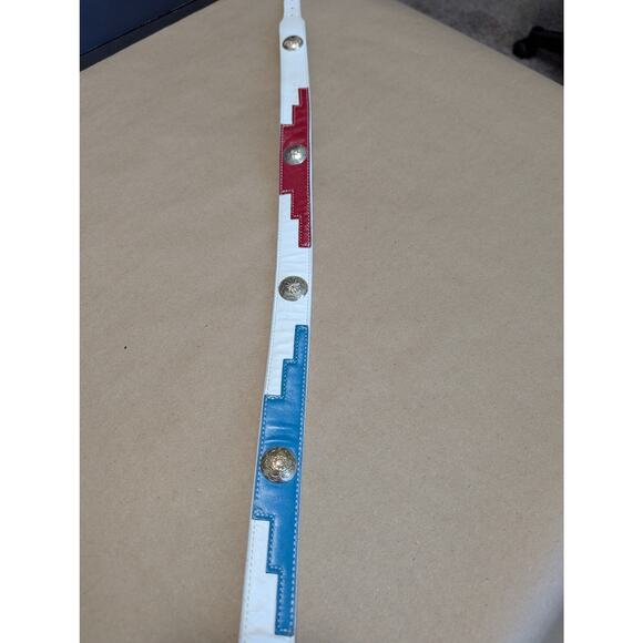 Justin Boots Concha Leather Western Belt Red White Blue Southwestern Cowgirl 32 main image 5